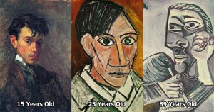 Picasso, autoportrety na przestrzeni lat